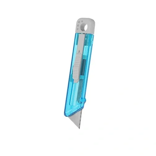 Cúter PS translúcido con mecanismo de retracción automática ref 21670 - Azul