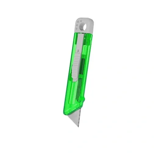 Cúter PS translúcido con mecanismo de retracción automática ref 21670 - Verde
