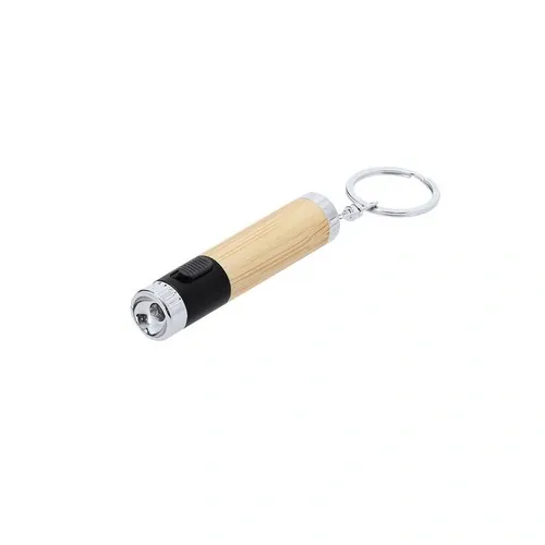 Llavero linterna de bambú con LED ecológico ref 21751 - Negro