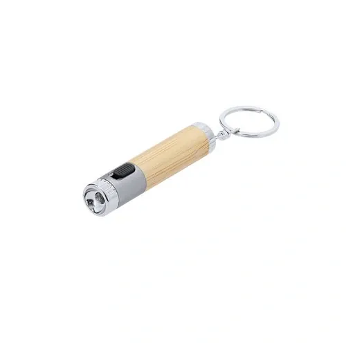 Llavero linterna de bambú con LED ecológico ref 21751 - Plateado