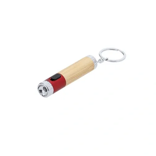 Llavero linterna de bambú con LED ecológico ref 21751 - Rojo
