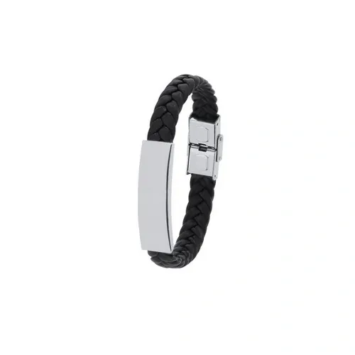 Pulsera de piel sintética negra con cierre de seguridad ref 21754 - 03