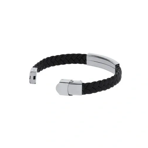 Pulsera de piel sintética negra con cierre de seguridad ref 21754 - 04
