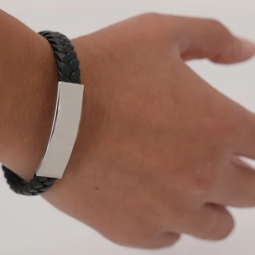 Pulsera de piel sintética negra con cierre de seguridad ref 21754 - 05