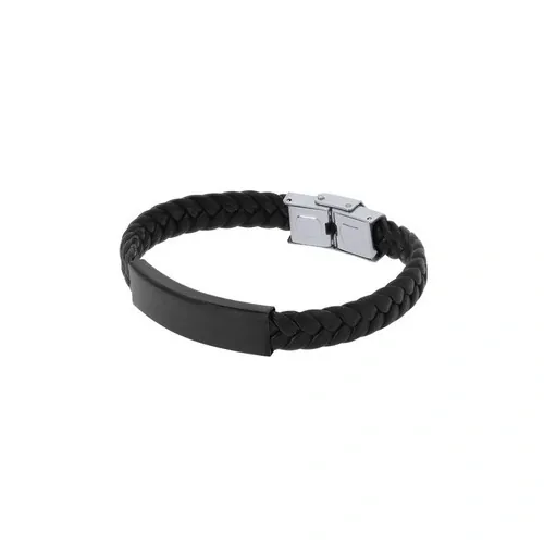 Pulsera de piel sintética negra con cierre de seguridad ref 21754 - Negro