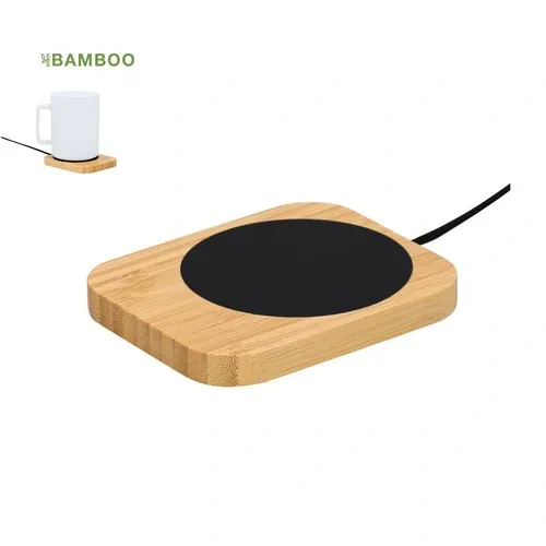 Calentador de tazas de bambú con conexión USB y Tipo C ref 21764