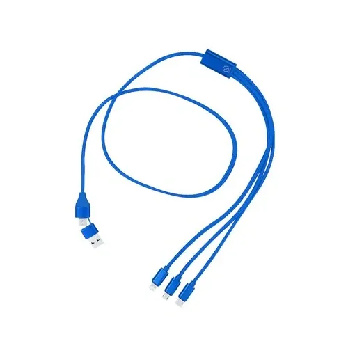Cable Cargador Aluminio Reciclado Con Conexión Dual ref 21775 - Azul