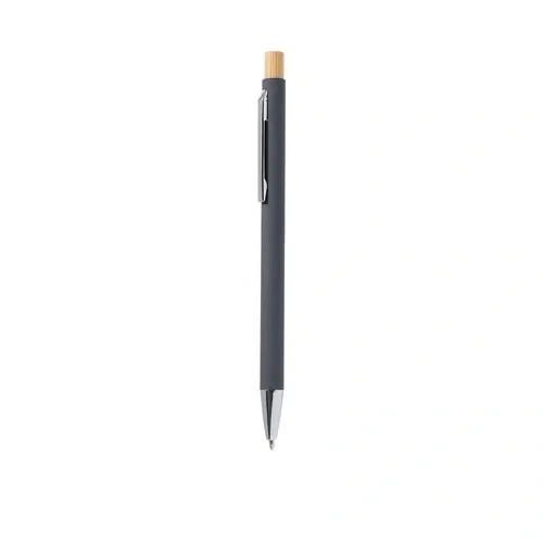 Bolígrafo de aluminio reciclado con pulsador de bambú ref 21785 - Gris