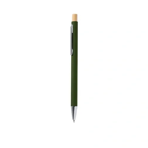 Bolígrafo de aluminio reciclado con pulsador de bambú ref 21785 - Verde