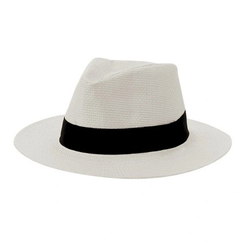 Sombrero de paja blanca ajustable con cinta negra ref 21807