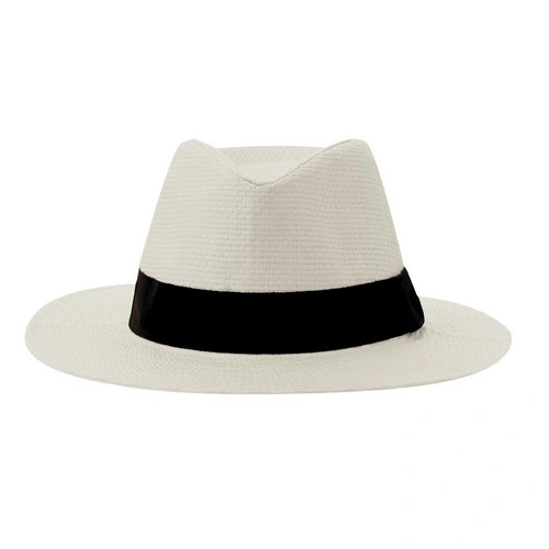 Sombrero de paja blanca ajustable con cinta negra ref 21807