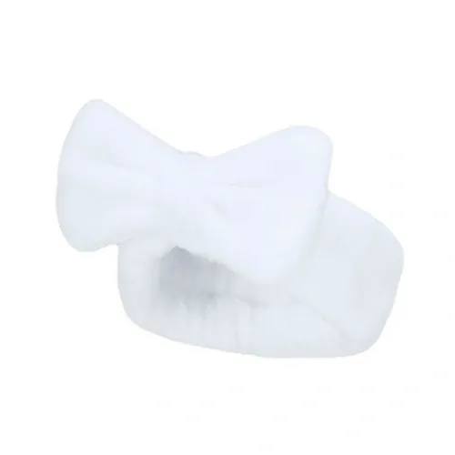Diadema con lazo suave y elástico para lavado facial ref 21853 - Blanco