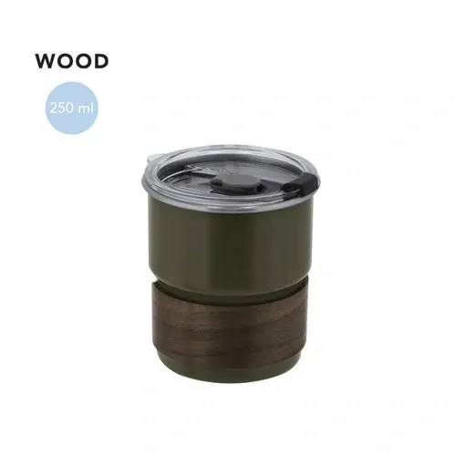 Vaso de acero inox con banda de madera y tapa dosificadora ref 21902 - 00