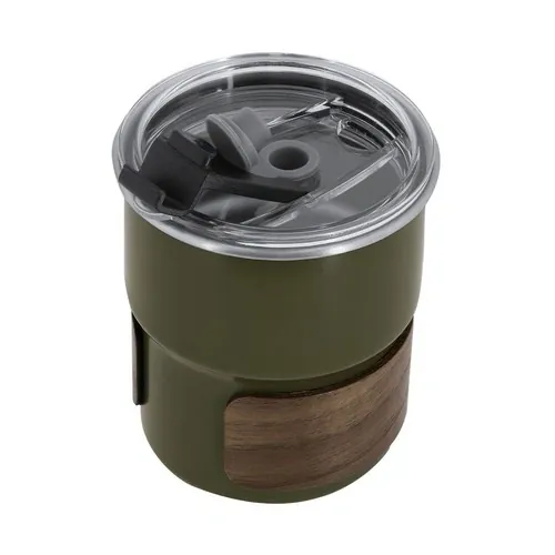 Vaso de acero inox con banda de madera y tapa dosificadora ref 21902 - 05