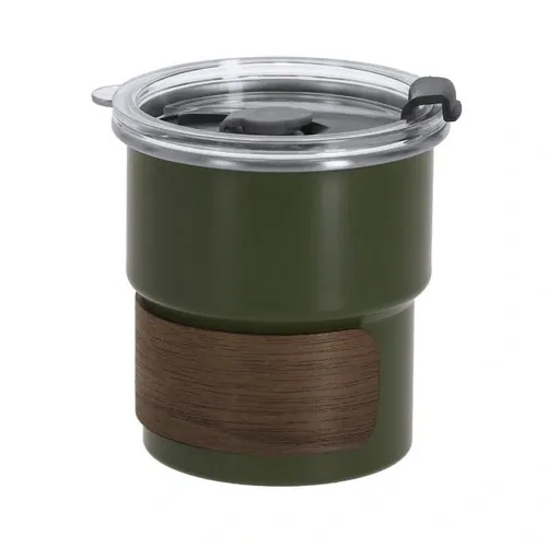Vaso de acero inox con banda de madera y tapa dosificadora ref 21902 - 07