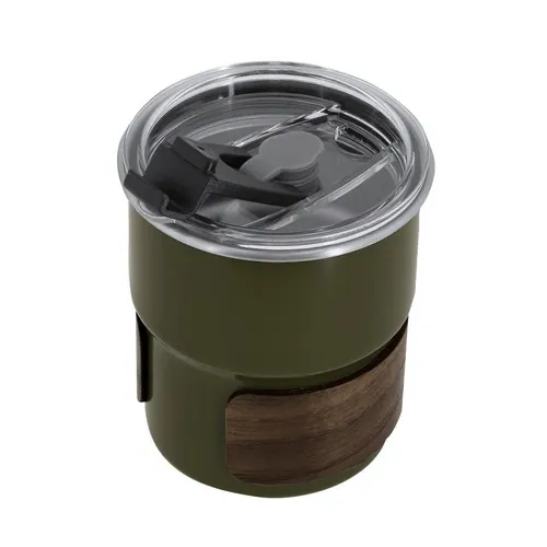 Vaso de acero inox con banda de madera y tapa dosificadora ref 21902 - 08