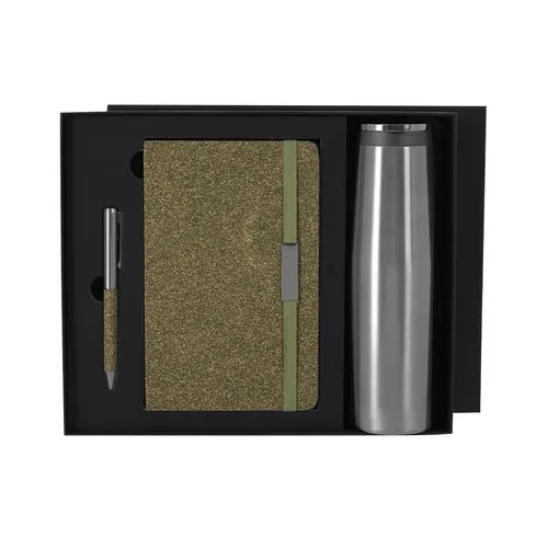 Set Bloc de Notas y Bolígrafo Fibra de Té Sostenible ref 21927 - Verde