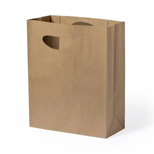 Bolsa ligera nature de papel reciclado con asa troquelada ref 2628 - 00