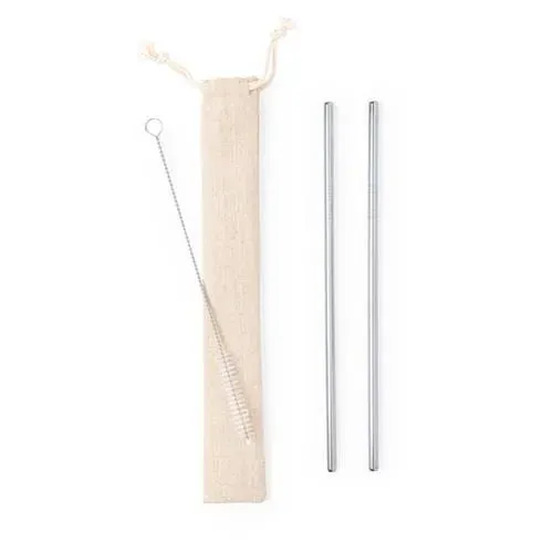 Set de 2 pajitas reutilizables acero inoxidable con limpiador ref 6282 - S C