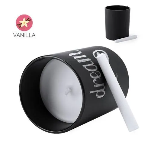 Vela aromática vainilla en tarro pizarra con tiza ref 6408