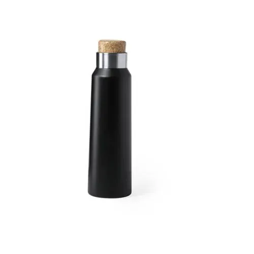 Bidón de acero inox con tapón de corcho 770 ml ref 6530 - Negro