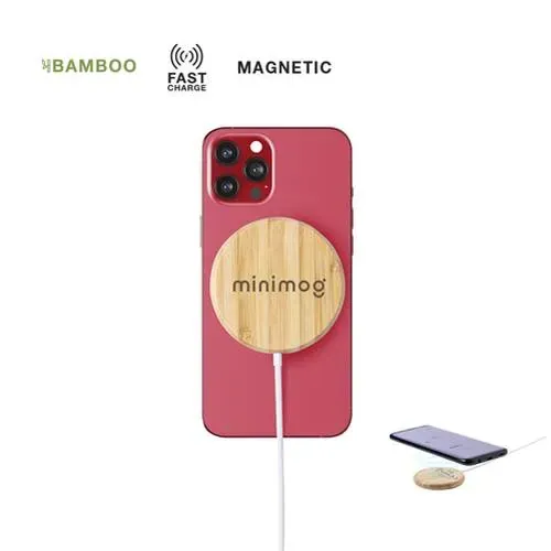 Cargador inalámbrico magnético 10W de bambú eco ref 6895 - 06