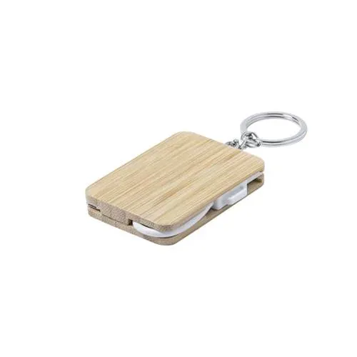 Cargador llavero compacto de bambú con conexiones duales ref 6925 - 01