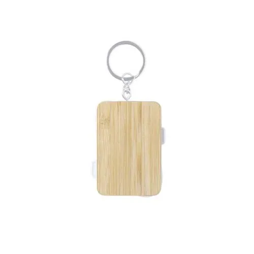 Cargador llavero compacto de bambú con conexiones duales ref 6925 - Blanco