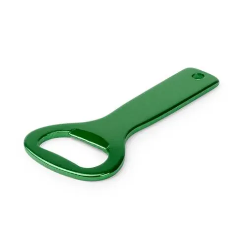 Abridor de aluminio con mango troquelado para lanyard ref 5062 - Verde