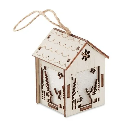Adorno navideño en forma de casa con luz interior ref CX1463 - Front Madera