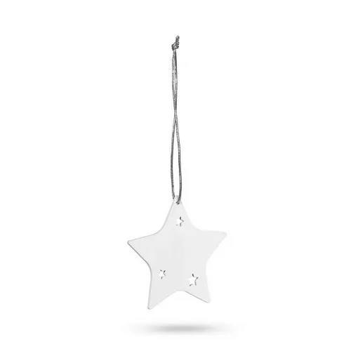 Adorno navideño estrella de madera natural ref 99332 - Blanco 01