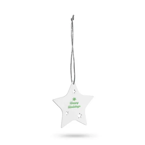 Adorno navideño estrella de madera natural ref 99332 - Blanco