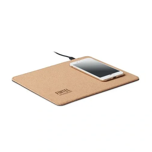 Alfombrilla de ratón de corcho con cargador inalámbrico 15W ref MO6476 - Printed Beig