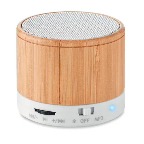 Altavoz inalámbrico de bambú con luz LED ref MO9608 - Blanco