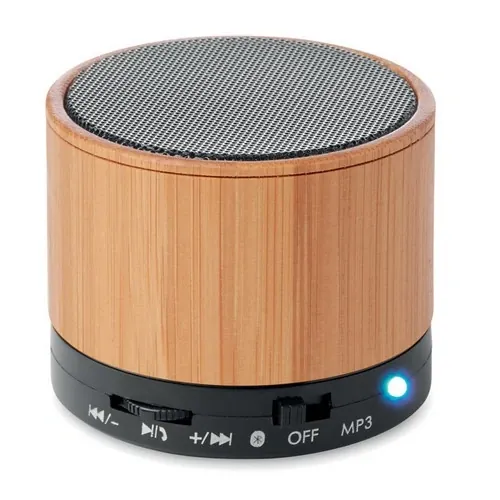 Altavoz inalámbrico de bambú con luz LED ref MO9608 - Front Negro