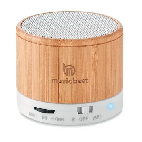 Altavoz inalámbrico de bambú con luz LED ref MO9608 - Printed Blanco