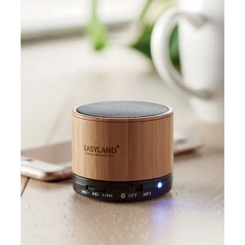 Altavoz inalámbrico de bambú con luz LED ref MO9608 - Printed Negro