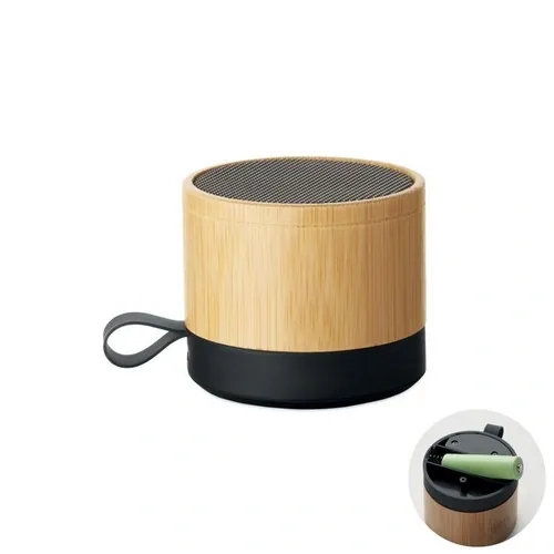 Altavoz inalámbrico recargable de bambú compacto y moderno ref MO2801 - Madera