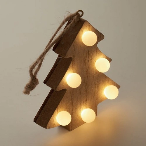 Árbol decorado de madera con luz LED y cuerda para colgar ref CX1530