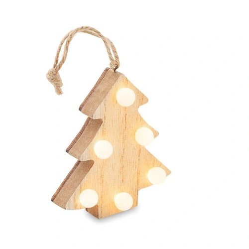 Árbol decorado de madera con luz LED y cuerda para colgar ref CX1530
