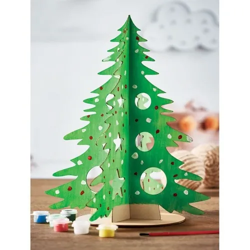 Árbol de Navidad de madera con acuarelas y pincel ref CX1493 - Item Ambiant Picture Madera