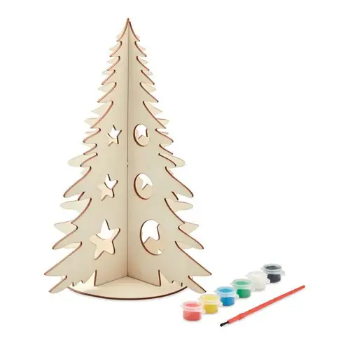 Árbol de Navidad de madera con acuarelas y pincel ref CX1493 - Madera