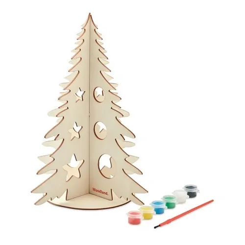 Árbol de Navidad de madera con acuarelas y pincel ref CX1493 - Printed Madera