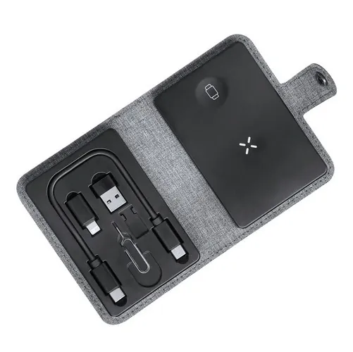 Base Cargadora Inalámbrica Qi en Estuche RPET ref ZA22 - Gris