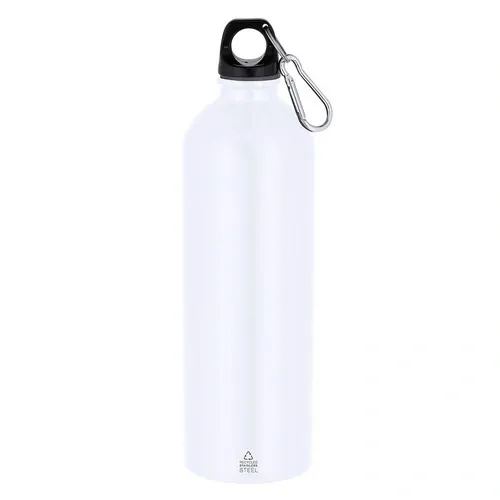 Bidón Acero Inoxidable Reciclado 800 ml con Mosquetón ref 22006 - Blanco
