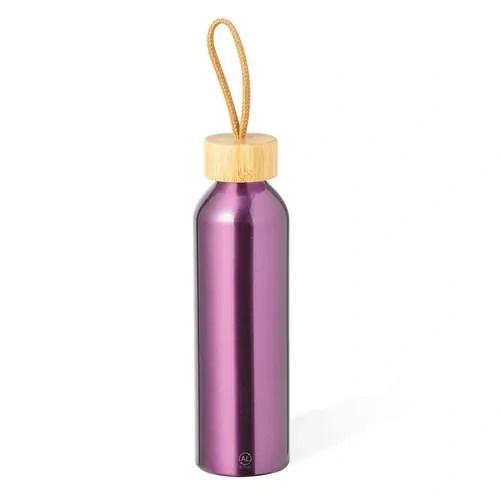 Bidón de Aluminio Reciclado con Tapón de Bambú ref IR12 - Fucsia