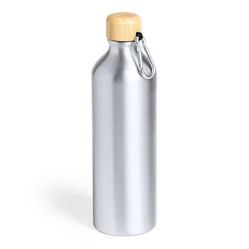 Bidón Nature 800 ml con tapón de bambú ref HE31 - Plata