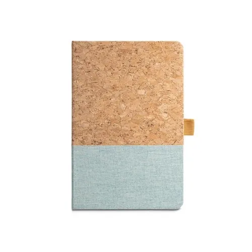 Bloc de notas A5 tapa rígida corcho y lino ref 93277 - Azul Claro 01