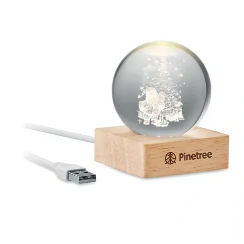Adorno bola cristal Navidad con luz LED ref CX1541 - 3 Madera