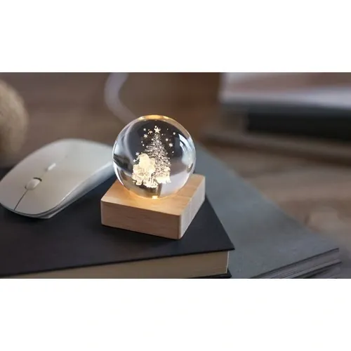 Adorno bola cristal Navidad con luz LED ref CX1541 - Item Ambiant Picture Madera